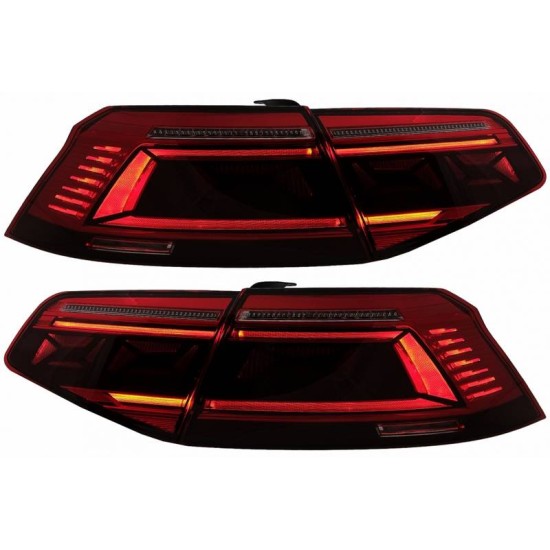 Πισινά Φανάρια Set Για VW Passat B8 3G (2015-2019) Limousine Sequential Dynamic Φλας B8.5 Design Red/Crystal