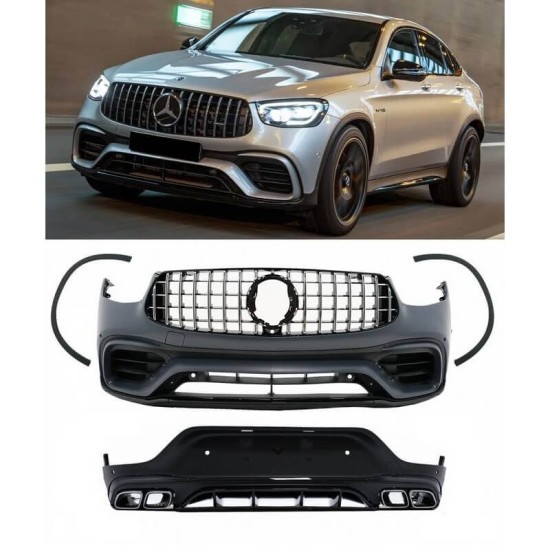 Body Kit Για Mercedes-Benz GLC Coupe Facelift C253 Sport Line (2020+) GLC63Amg Look Με Προφυλακτήρες, Μάσκα, Μπούκες, Προεκτάσεις Φτερών