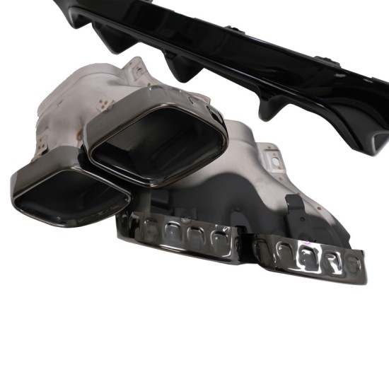 Diffuser Πίσω Προφυλακτήρα Για Mercedes-Benz E-Class C238 Coupe / A238 Cabrio 16-19 Amg 63 Look Με Μαύρες Μπούκες