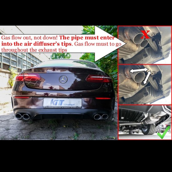 Diffuser Πίσω Προφυλακτήρα Για Mercedes-Benz E-Class C238 Coupe / A238 Cabrio 16-19 Amg 63 Look Με Μαύρες Μπούκες