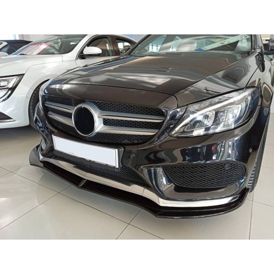 Μπροστινό Spoiler Για Mercedes-Benz  C-Class C205 / W205 14-19 Amg Line Μαύρο Γυαλιστερό 3 Τεμάχια