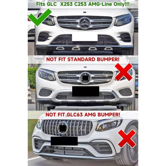 Μπροστινό Spoiler Για Mercedes-Benz GLC C253/X253 (2016-2020) AMG-Line Μαύρο Γυαλιστερό 3 Τεμάχια