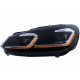 Μπροστινά Φανάρια Set Για Vw Golf VI (6) 08-12 DRL & Led Signal Dynamic Look Golf 7,5 Μαύρα Με ασημί Γραμμή Full Led Με Μοτέρ Carner