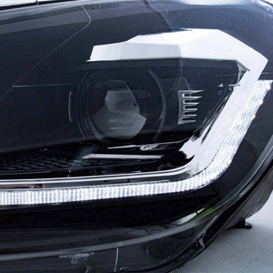 Μπροστινά Φανάρια Set Για Vw Golf VI (6) 08-12 DRL & Led Signal Dynamic Look Golf 7,5 Μαύρα Με ασημί Γραμμή Full Led Με Μοτέρ Carner