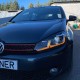 Μπροστινά Φανάρια Set Για Vw Golf VI (6) 08-12 DRL & Led Signal Dynamic Look Golf 7,5 Μαύρα Με ασημί Γραμμή Full Led Με Μοτέρ Carner