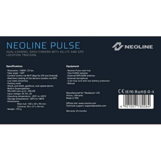 Κάμερα Καταγραφής Πορείας 2 Channel Wi-fi FHD+HD Neoline Pulse