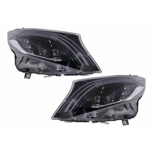 Μπροστινά Φανάρια Set Για Mercedes-Benz Vito W447 14-20 Maybach Look DRL Led Tube Μαύρα