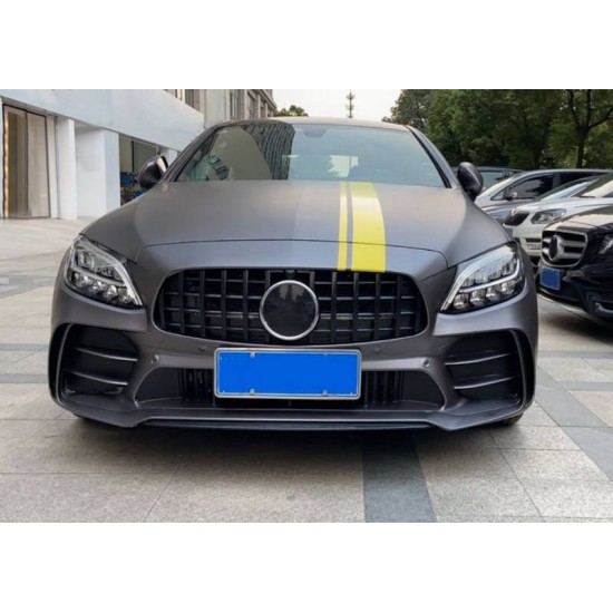 Μπροστινός Προφυλακτήρας Για Mercedes-Benz C-Class C205/W205 14-21 GTR Look (Black Mamba) Με Μαύρο/ Χρώμιο Μάσκα
