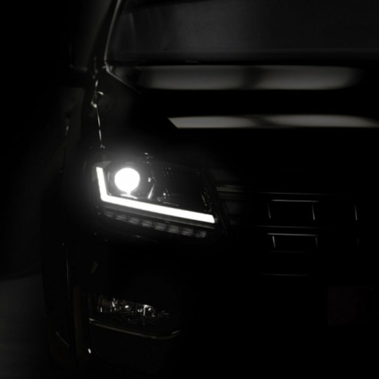 Μπροστινά Φανάρια Set Για Vw Amarok 2010+ DRL Full Led Halogen Version Μαύρα LEDHL107-BK RHD (Δεξιοτίμονα) Osram Ledriving