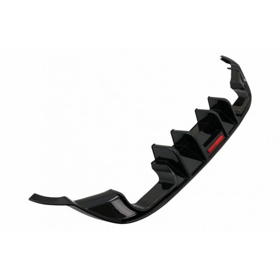 Diffuser Πίσω Προφυλακτήρα Για VW Golf VII (7.5) 17-20 Facelift R-Look Μαύρο Γυαλιστερό Με Led Στοπάκι