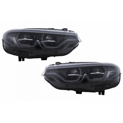 Μπροστινά Φανάρια Set Για Bmw 4 F32 F33 F36 (2013-2019) Conversion Από HID Σε LED Angel Eyes Μαύρα