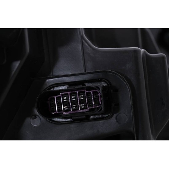 Μπροστινά Φανάρια Set Για Vw Golf VIII (8) 19-24 R Look DRL & Dynamic Φλας Μαύρα Με Χρώμιο Με Μοτέρ Carner