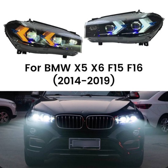 Μπροστινά Φανάρια Set Για Bmw X5 F15 (2013-2018) / X6 F16 (2014-2019) Conversion to G05 / G06 Look Μαύρα Carner