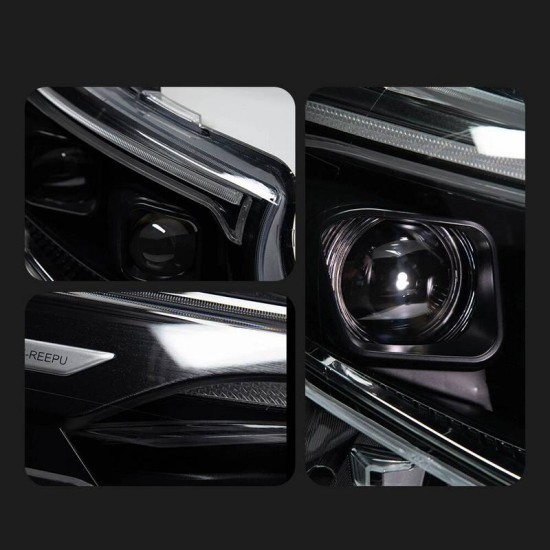 Μπροστινά Φανάρια Set Για Mercedes-Benz Vito W447 14-24 W448 2025 Look DRL Led Tube Μαύρα Carner