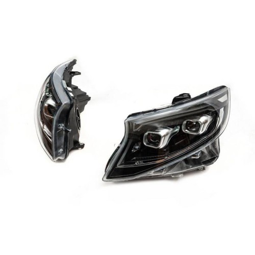Μπροστινά Φανάρια Set Για Mercedes-Benz Vito W447 14-24 W448 2025 Look DRL Led Tube Μαύρα Carner