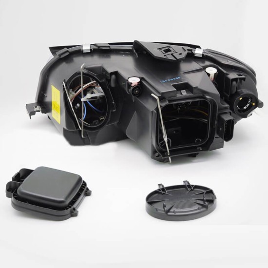 Μπροστινά Φανάρια Set Για Audi A3 8P 03-08 Angel Eyes Μαύρα H7/H7 Με Μοτέρ Depo