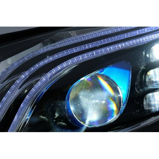 Μπροστινά Φανάρια Set Για Mercedes-Benz C-Class W205 14-20 Upgrade To Maybach Full Led DRL Μαύρα Με Μοτέρ Carner