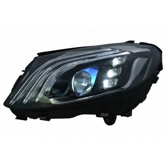 Μπροστινά Φανάρια Set Για Mercedes-Benz C-Class W205 14-20 Upgrade To Maybach Full Led DRL Μαύρα Με Μοτέρ Carner