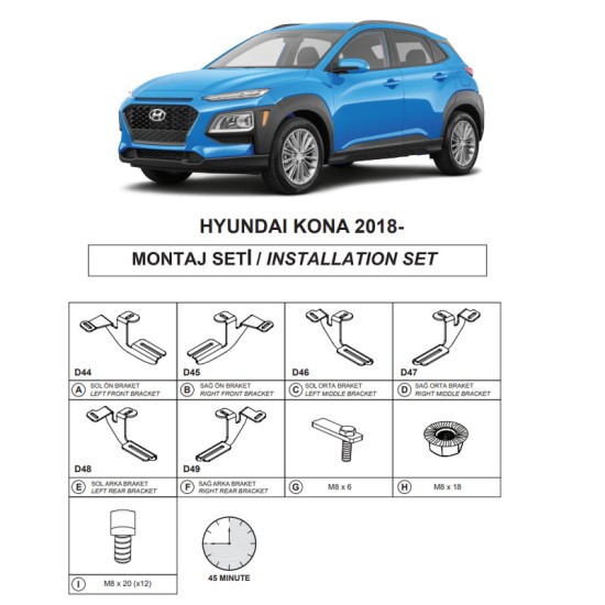 Βάσεις Πλαινών Σκαλοπατιών (Dma) Για Hyundai Kona 2017-2023 Suv Os