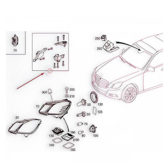 Βάσεις Επισκευής Δεξιού Φαναριού Για Mercedes-Benz E-Class W212 09-12 Pre Facelift 3 Τεμάχια