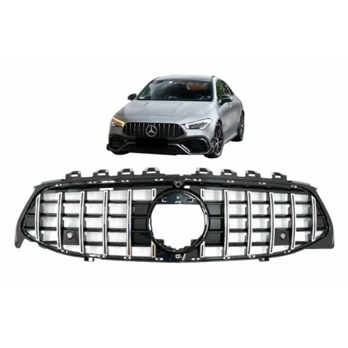 Μάσκα Για Mercedes-Benz CLA-Class C118 / W119 19+ GT Amg Panamericana Look Μαύρη Γυαλιστερή Με Χρώμιο 1 Τεμάχιο