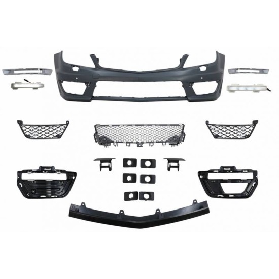 Μπροστινός Προφυλακτήρας Για Mercedes-Benz C-Class W204 07-14 Amg 63 Facelift Look Με DRL