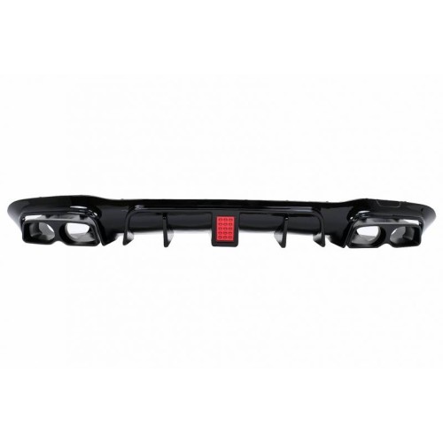Diffuser Πίσω Προφυλακτήρα Για Mercedes-Benz E-Class W213 16-19 Με Amg Line Προφυλακτήρα Μαύρο Brabus Look Με Μαύρες Μπούκες