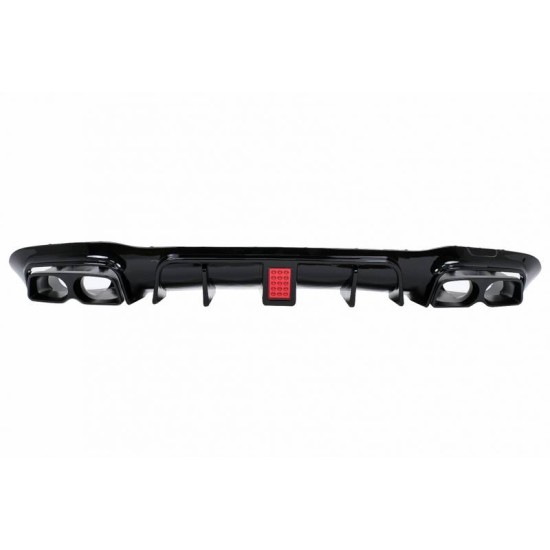 Diffuser Πίσω Προφυλακτήρα Για Mercedes-Benz E-Class W213 16-19 Με Amg Line Προφυλακτήρα Μαύρο Brabus Look Με Μαύρες Μπούκες