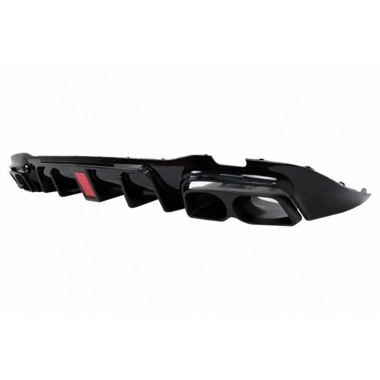 Diffuser Πίσω Προφυλακτήρα Για Mercedes-Benz E-Class W213 16-19 Με Amg Line Προφυλακτήρα Μαύρο Brabus Look Με Μαύρες Μπούκες
