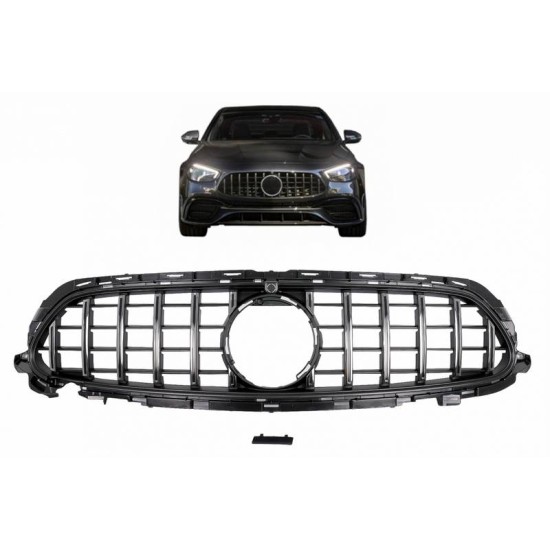 Μάσκα Για Mercedes-Benz E-Class Facelift W213 S213 C238 A238 Amg Line GT Panamericana Look Μαύρο / Χρώμιο 1 Τεμάχιο
