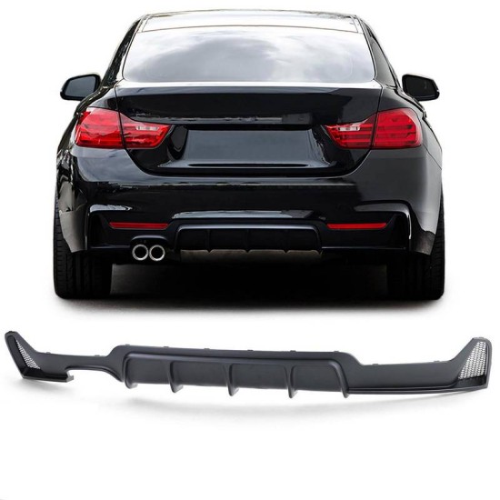 Diffuser Πίσω Προφυλακτήρα Για Bmw 4 F32 Coupe / F33 Cabrio / F36 Gran Coupe 13-21 M-Tech Μαύρο Ματ Με 1 Διπλή Τρύπα Εξάτμισης Αριστερά Από Abs Πλαστικό 1 Τεμάχιο