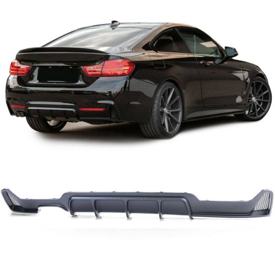 Diffuser Πίσω Προφυλακτήρα Για Bmw 4 F32 Coupe / F33 Cabrio / F36 Gran Coupe 13-21 M-Tech Μαύρο Ματ Με 1 Διπλή Τρύπα Εξάτμισης Αριστερά Από Abs Πλαστικό 1 Τεμάχιο