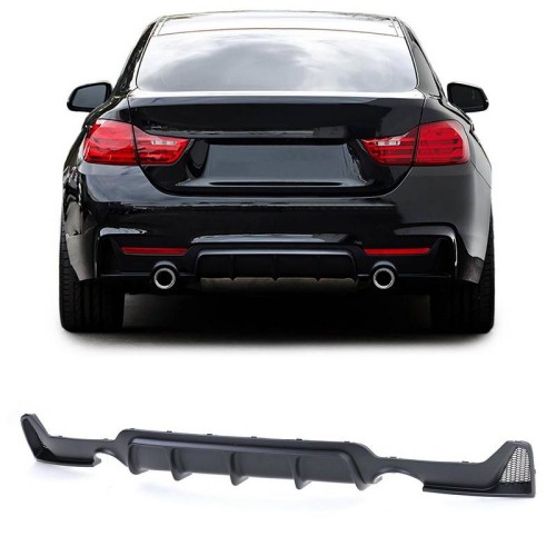 Diffuser Πίσω Προφυλακτήρα Για Bmw 4 F32 Coupe / F33 Cabrio / F36 Gran Coupe 13-21 M-Tech Μαύρο Ματ Με 2 Μονές Τρύπες Εξάτμισης Αριστερά & Δεξιά -0----0-  Από Abs Πλαστικό 1 Τεμάχιο