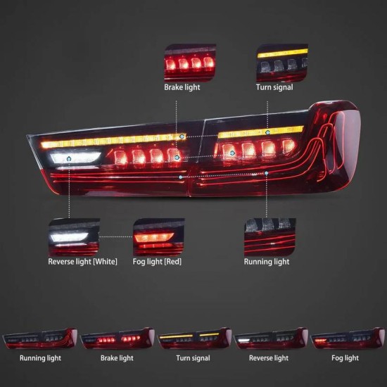 Πισινά Φανάρια Set Για Bmw 3 G20 18-22 Sedan  Laser Look Red/Crystal Vland