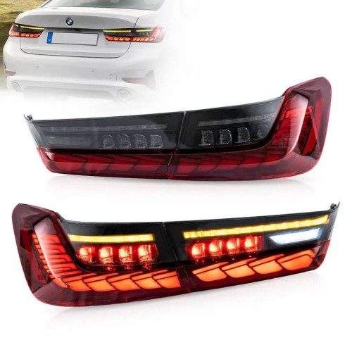 Πισινά Φανάρια Set Για Bmw 3 G20 G28 M3 G80 18-22 Sedan Dynamic Signal Red/Smokel Vland