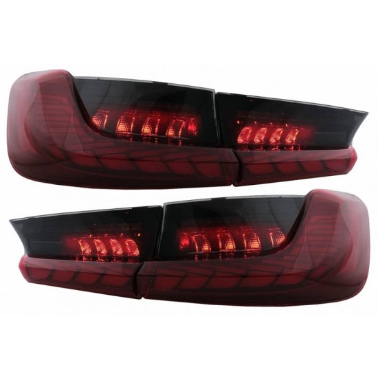 Πισινά Φανάρια Set Για Bmw 3 G20 G28 M3 G80 18-22 Sedan Dynamic Signal Red/Smokel Vland