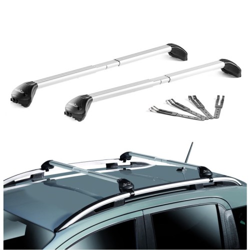 Μπάρες Οροφής Αλουμινίου Green Valley Freeline Universal Railing System Σετ Με Πόδια Και Κλειδαριά Ασημί 2 Τεμάχια