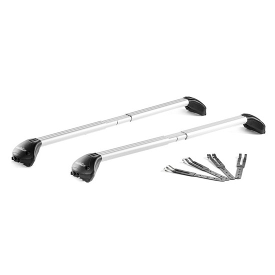 Μπάρες Οροφής Αλουμινίου Green Valley Freeline Universal Railing System Σετ Με Πόδια Και Κλειδαριά Ασημί 2 Τεμάχια