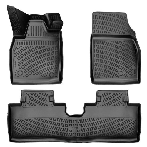 Πατάκια Σκαφάκια 3D Από Λάστιχο TPE Για Ford Mustang Mach-E 2021- Rizline 3 Τεμάχια Μαύρα
