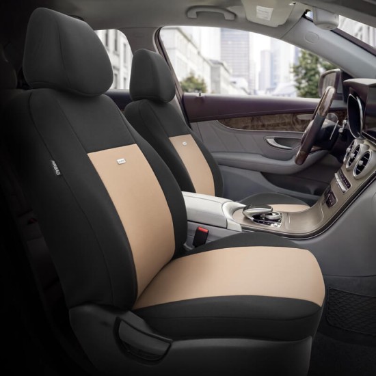 Καλύμματα Αυτοκινήτου Otom Flex Design Universal Βαμβακερό Ύφασμα Rachel Σετ Εμπρός / Πίσω 10 Τεμαχίων Μαύρο / Μπεζ FLX-103