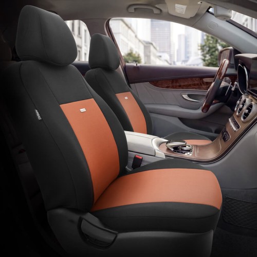 Καλύμματα Αυτοκινήτου Otom Flex Design Universal Βαμβακερό Ύφασμα Rachel Σετ Εμπρός / Πίσω 10 Τεμαχίων Μαύρο / Καμηλό FLX-106