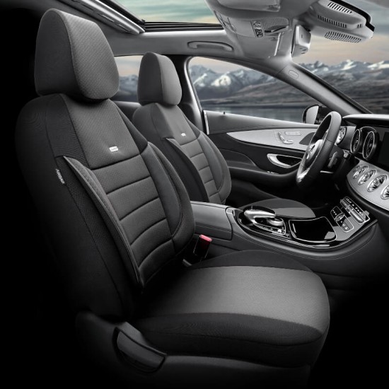 Καλύμματα Αυτοκινήτου Otom Pro Design Universal Βαμβακερό Ύφασμα Rachel / Δερματίνη Σετ Εμπρός / Πίσω 11 Τεμαχίων Μαύρο PRO-101