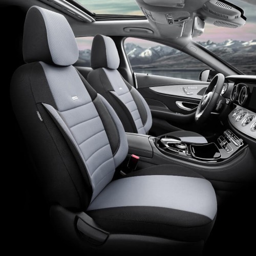 Καλύμματα Αυτοκινήτου Otom Pro Design Universal Βαμβακερό Ύφασμα Rachel / Δερματίνη Σετ Εμπρός / Πίσω 11 Τεμαχίων Μαύρο / Γκρι PRO-102