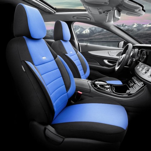 Καλύμματα Αυτοκινήτου Otom Pro Design Universal Βαμβακερό Ύφασμα Rachel / Δερματίνη Σετ Εμπρός / Πίσω 11 Τεμαχίων Μαύρο / Μπλε PRO-107