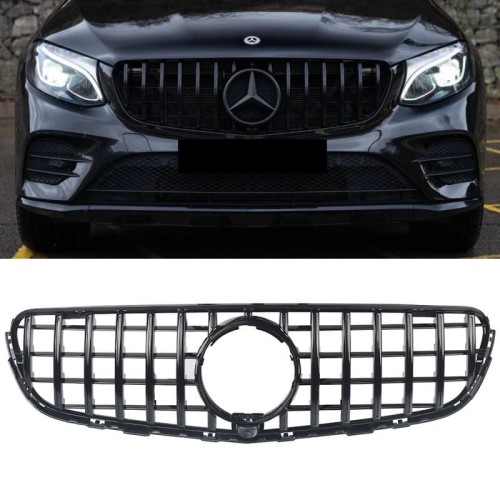 Μάσκα Για Mercedes-Benz GLC-Class X253 15-19 Pre-Facelift GTR Panamericana Design Γυαλιστερή Μαύρη