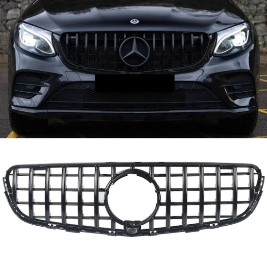 Μάσκα Για Mercedes-Benz GLC-Class X253 15-19 Pre-Facelift GTR Panamericana Design Γυαλιστερή Μαύρη