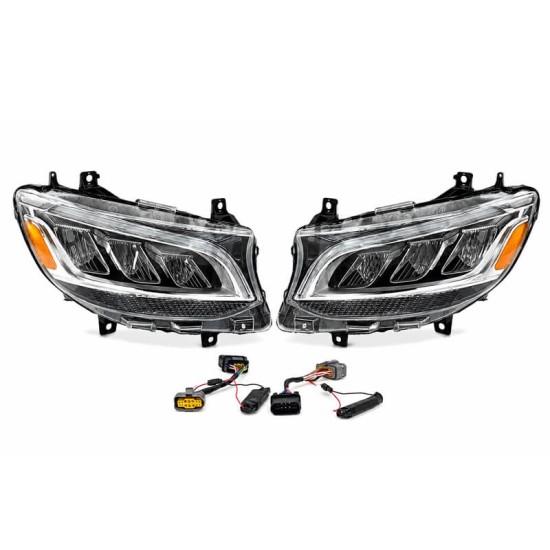 Μπροστινά Φανάρια Set Για Mercedes-Benz Sprinter W907 2018-2023  Μαύρα Full Led Carner