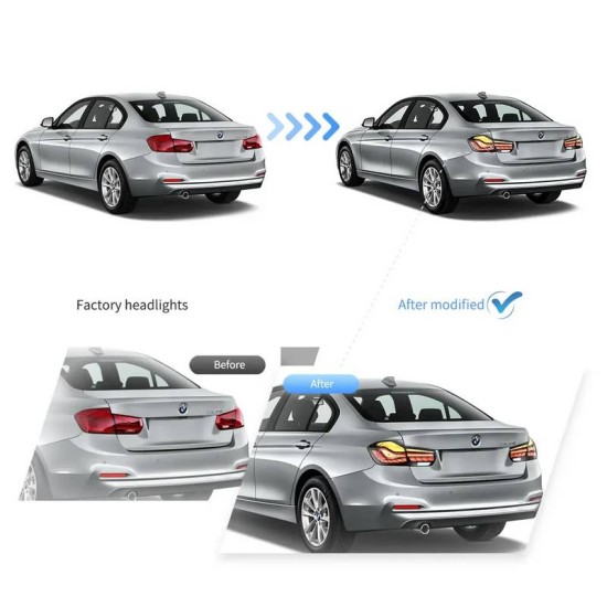 Πισινά Φανάρια Set Για Bmw 3 F30 11-18 Sedan M4 Look OLed Dynamic Start Up Smoke Vland