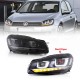 Μπροστινά Φανάρια Set Για Vw Golf VΙ (6) 08-12 DRL U-Type & Dynamic Φλας & Devil Eye Μαύρα H7/H7 Με Μοτέρ VLand