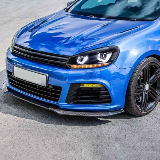 Μπροστινά Φανάρια Set Για Vw Golf VΙ (6) 08-12 DRL U-Type & Dynamic Φλας & Devil Eye Μαύρα H7/H7 Με Μοτέρ VLand